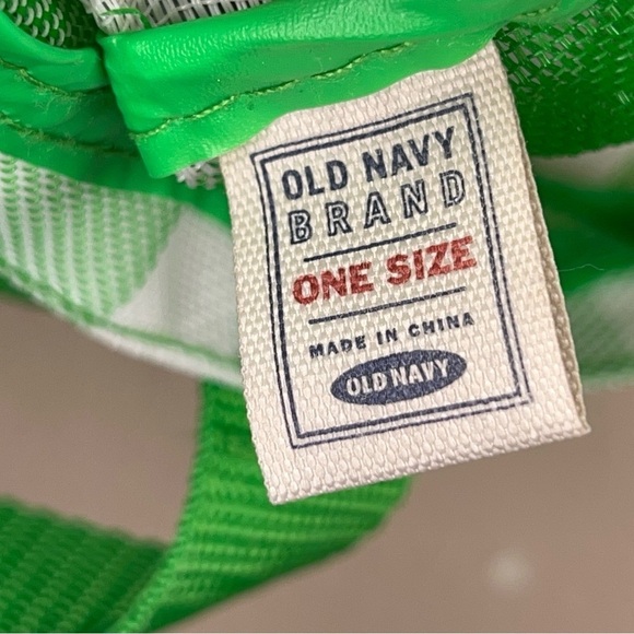 OLD NAVY GREEN WHITE REUSABLE BAG BEACH CHECKERED PLAID LIGHTWEIGHT BEACH - Picture 2 of 8